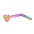 Piercing para nariz en forma de L de color arcoíris con adorno de corazón - En forma de L / Colorido