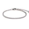 Polished silver tennis bracelet with sparkling round zircons and adjustable lobster clasp - Silver (2mm)