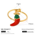 Detail of gold chili pendant ring with 17mm and 16mm size measurements and weight info - Red Chili Style (NB-R24417)