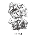 Waterproof temporary tattoo sticker featuring ancient Chinese general and battle scene - Th-461 / 210*148mm