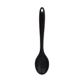 Minimalist black silicone cooking spoon with integrated handle and hanging hole - Solid Spoon / Black