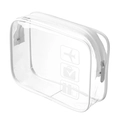 Transparent PVC travel toiletry bag with white zipper and travel icons for storage - 30 Wire Eco Travel Icon Style 20.5*15*6 / White