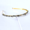 Handmade golden crown headband featuring irregular greyish-blue natural crystal stones - Single Row / Labradorite-Single Row