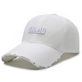 Lightweight white quick-dry sports cap with 3D embroidery and laser-cut details - White
