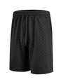 Close-up of black shorts showing the detailed 3D herringbone fabric texture and drawstring - S / Black