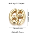 Dettaglio orecchini zodiaco Cancro in rame dorato 20mm con specifiche di peso e dimensioni - Cancro (Simbolico)
