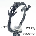 Men's dragon scale bracelet in black finish, 7mm width with detailed metal texture - Black (KB182885-KJX)