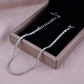 Elegant sparkling silver twisted chain anklet with lobster clasp and extension chain - B18 Gypsophila Steel Color