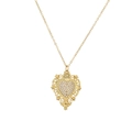 Elegante collana con ciondolo a cuore in oro con micro zirconi e perle - Cuore retrò con motivo traforato in zirconia bianca