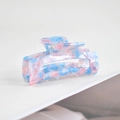Grande pince cheveux acétate bleu rose, élégant motif marbré pour queue de cheval quotidienne. - Pince Acétate 107