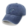 Primer plano del bordado de la letra P azul en la gorra de béisbol de mezclilla lavada - M (56-58cm) / Azul marino