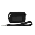 Tarjetero de nylon negro con ventana transparente y cordón de muñeca desmontable - Negro