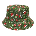 Chapeau bob de Noël vert unisexe avec motifs festifs et imprimé Merry Christmas - M (56-58cm) / Éléments de Vacances Verts