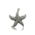 Silver starfish charm for DIY bracelets with detailed grain texture on a white background - Starfish (23x27mm)
