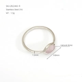 Bague irrégulière en acier inoxydable 316 avec une pierre de cristal rose naturel - Style Vintage Occidental (ZR2246S) / Style 56 / Argent