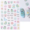 Colorful cartoon dinosaur and heart nail art stickers style STZ-CS231 for manicures - STZ-CS231 Dinosaur Cloud