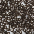 4x7mm dark translucent acrylic alphabet beads with white letters for DIY jewelry making - Transparent Coffee with White Letters