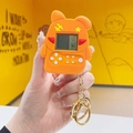 Mini handheld game console keychain with cute orange bear silicone case and LCD screen - Orange Rabbit Game Console