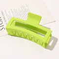 Detail view of large neon green matte shark hair claw clip with strong metal spring - 13cm Rectangular - Matte Fluorescent Green