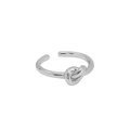Minimalist knot design S925 sterling silver open ring in polished silver finish - Adjustable Open / Streamlined Knot Style B (ART007) / White Gold
