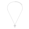 Collana in argento sterling S925 per donna con pendente a croce e zirconi lucidi - Argento 925 / Oro Bianco