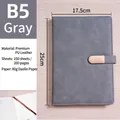 Gray B5 premium PU leather notebook with magnetic buckle and 100 sheets of 80g paper - B5 (With Buckle / 100 Sheets) / Gray