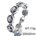 Bracciale da uomo con testa di tigre retrò in acciaio inossidabile finitura oro antico - Stile Annerito in Rilievo Testa di Leopardo Retro (KB203089-KJX)