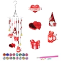 DIY Valentine diamond painting wind chime kit with red heart charms and crystal beads - LOVE Chocolate Coffee Style