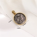 Antique silver Greek owl coin pendant with AOE engraving and olive branch detail - Athenian Owl Ancient Coin Replica Pendant (H-11876)