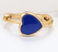 Golden hoop earring featuring a vibrant blue enamel heart-shaped charm pendant - Blue