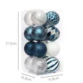 Lot de 16 boules de Noël peintes en bleu et argent dans une boîte transparente - Bleu Blanc