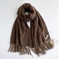 Sciarpa classica color caffè effetto cashmere con eleganti frange per l'inverno - Caffè Scuro