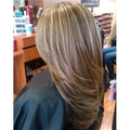 Perruque synthétique longue ombré blond cendré à raie centrale pour femmes - Brun Doré Ombré