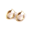 Elegant 18K gold plated stainless steel multi-layered hoop earrings in minimalist style - Multilayered Hoop Style (C190)