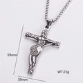 Detailed view of vintage silver crucifix pendant with dimensions 59mm by 39mm and weight - Crucifix Jesus Cross Style (Style 12)