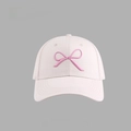 Pink baseball cap featuring sweet bow embroidery for women sun protection and style - Hard Top Bow Baseball Cap Style / Beige