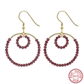 S925 sterling silver beaded hoop earrings with vibrant red faceted stones and gold finish - Red Bead Double Hoop - Gold