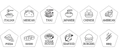 12-sided white novelty dice featuring black line art icons of global food and cuisines - Food Dice (BBQ Style)