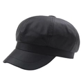Gorra octogonal clásica de cuero PU negro para hombre y mujer en estilo retro - 58cm / Negro