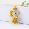 Portachiavi topo zodiacale con strass gialli e trasparenti su metallo dorato lucido - Oro
