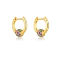Elegant gold-plated hoop earrings featuring spheres encrusted with colorful zircons - 925 Silver / 18K Gold Plated [Rainbow Zirconia]