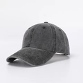 Close-up detail of the washed cotton fabric and seams on this vintage baseball cap - Adjustable / Black