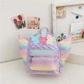 Quilted lavender kids backpack with iridescent wings and glittery unicorn horn detail - Purple