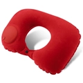 Inflatable U-shaped travel neck pillow in bright red soft flocking with push-button pump - Flocking/Velvet / Neck Pillow / Red