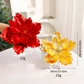 29cm large glitter artificial Christmas flower ornaments in red and gold variant - Set 1 (Red + Gold)