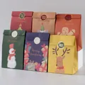 Christmas paper gift bags set with 6 festive designs and matching sealing stickers - Set of 6 Styles - Multicolored Christmas (ZD039)