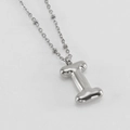 Polished silver bubble letter I pendant necklace with station chain in stainless steel - Letter I / Steel
