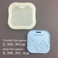 Square silicone mold featuring camellia floral design for aroma stone and pendant making - Camellia Tag Mold