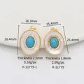 Gold plated turquoise and mother of pearl oval pendants for DIY jewelry making - 14K Gold H-11779-1 Upgraded Oval