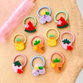 Toddler hair ties with colorful cartoon fruit charms like strawberry and pineapple - Cherry Style (22#) / 10 Pieces Pack
